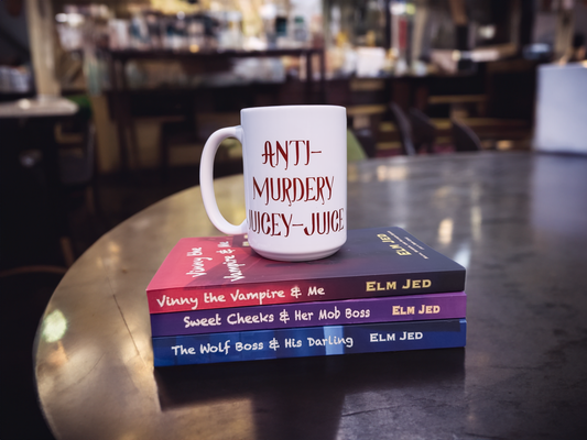 Anti-Murdery Juicey Juice Mug, Mafia, Murder, and Mayhem (as a Rom-Com) Series.