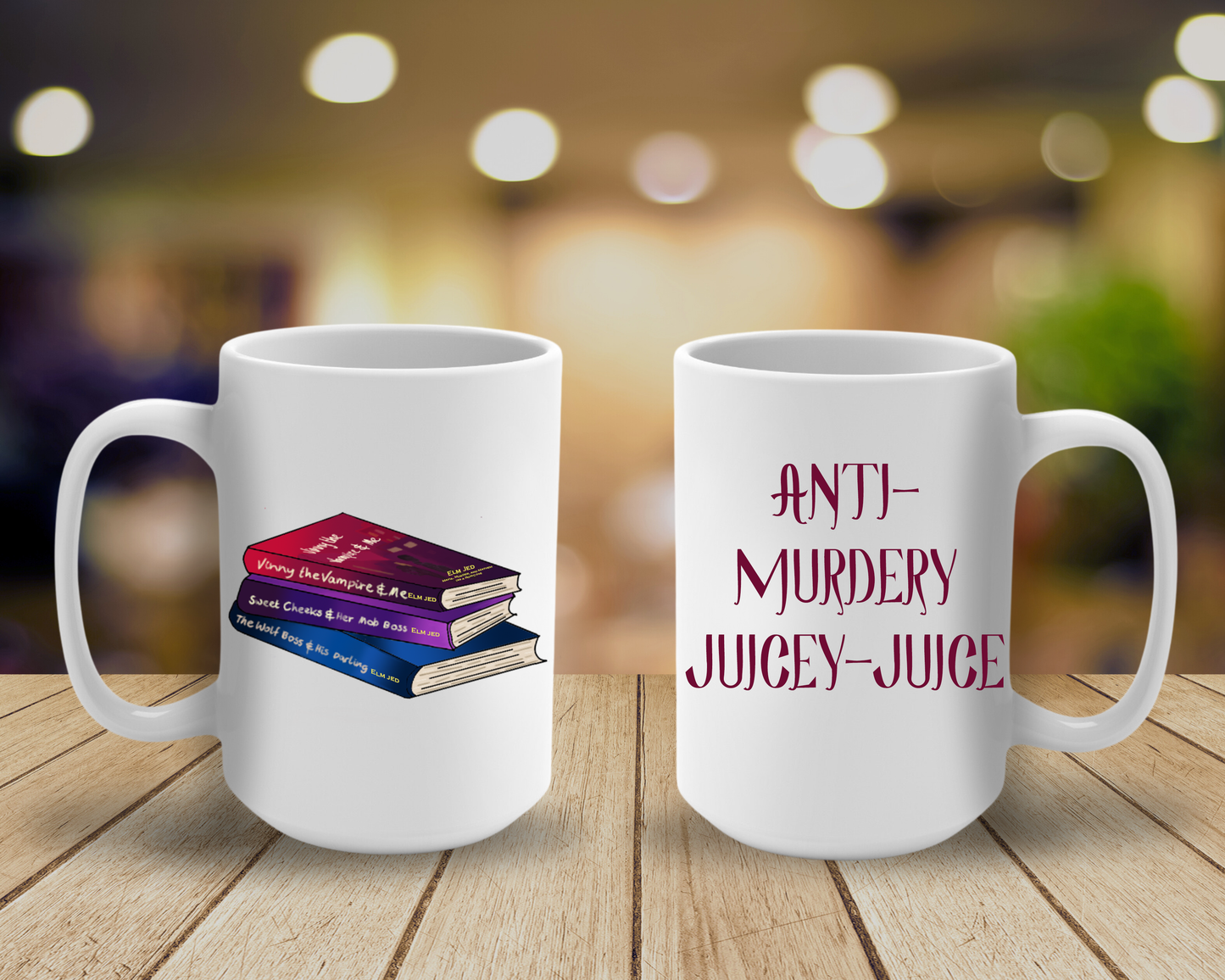 Anti-Murdery Juicey Juice Mug, Mafia, Murder, and Mayhem (as a Rom-Com) Series.
