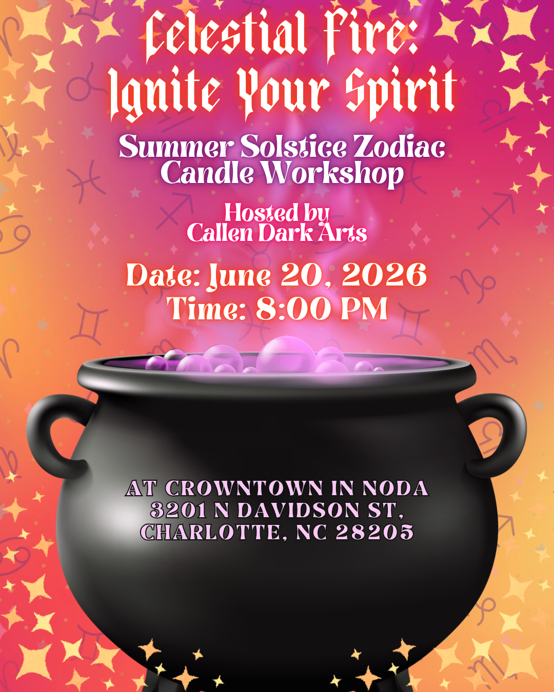 Celestial Fire: Ignite Your Spirit
Summer Solstice Zodiac Candle Workshop