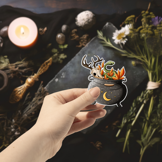 Green Witch Cauldron Sticker