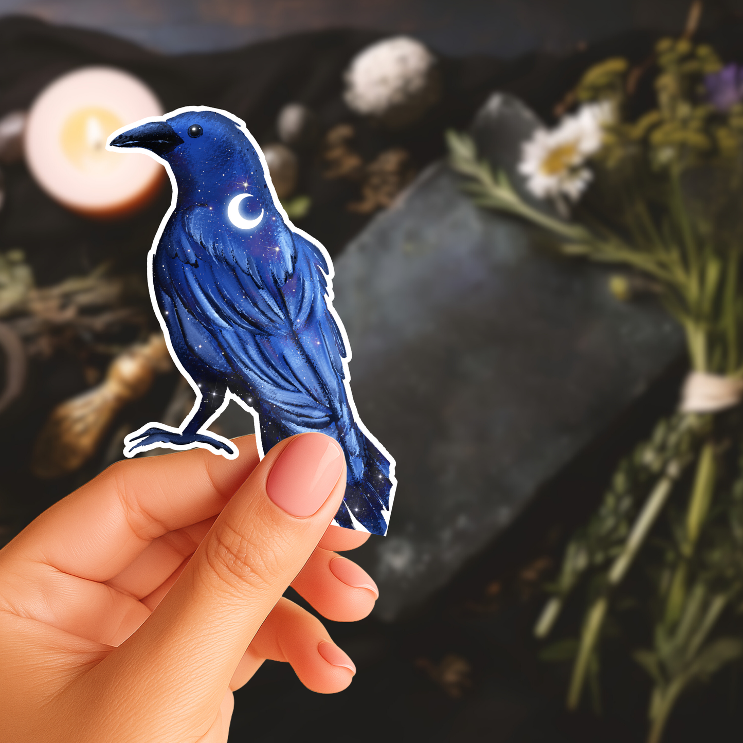 Moon Crow Sticker