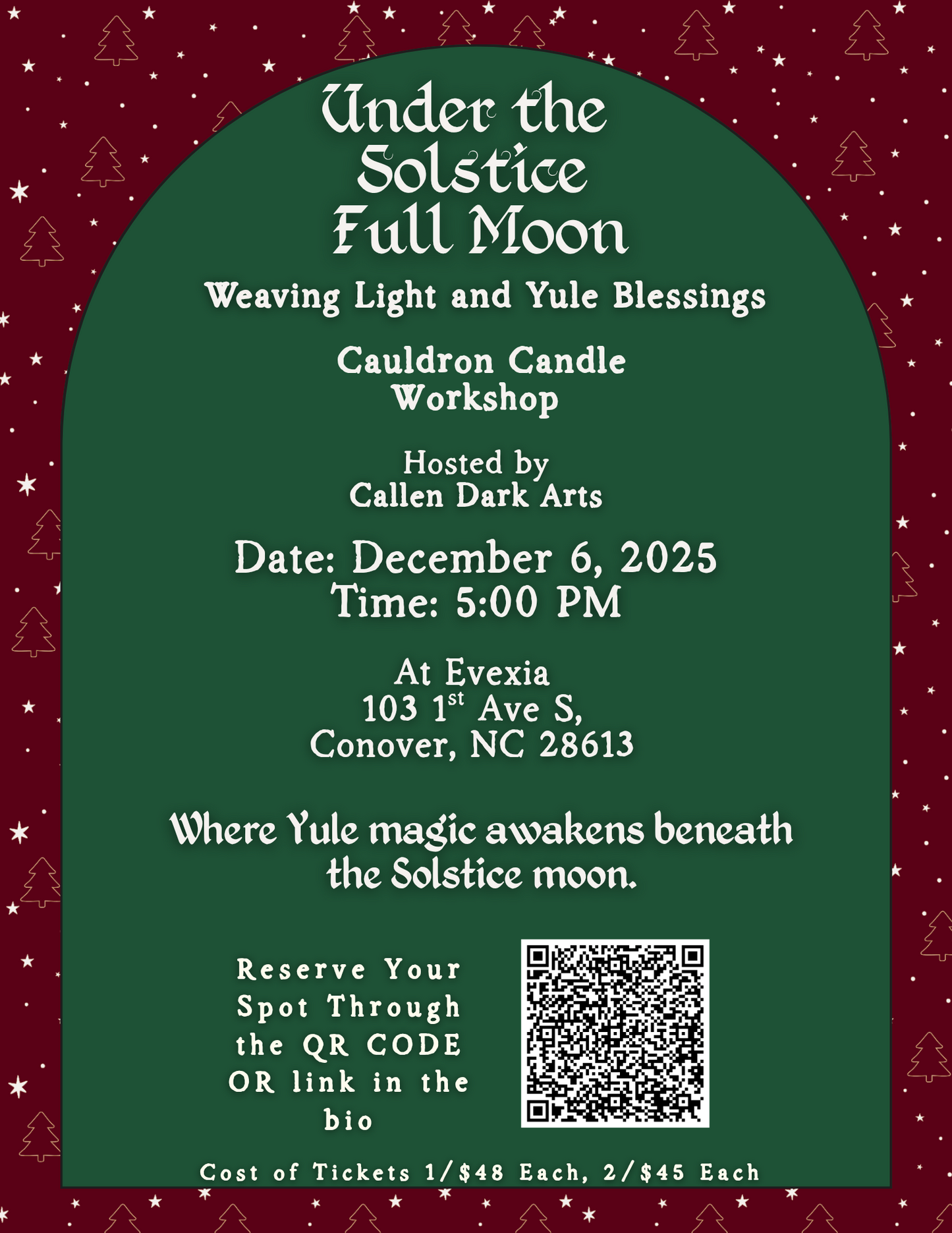Under the Solstice Full Moon: Weaving Light and Yule Blessings — Cauldron Candle Workshop